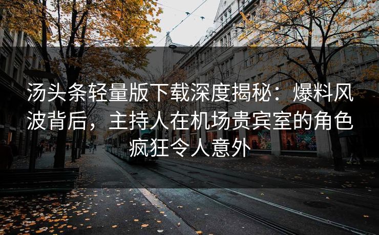 汤头条轻量版下载深度揭秘：爆料风波背后，主持人在机场贵宾室的角色疯狂令人意外