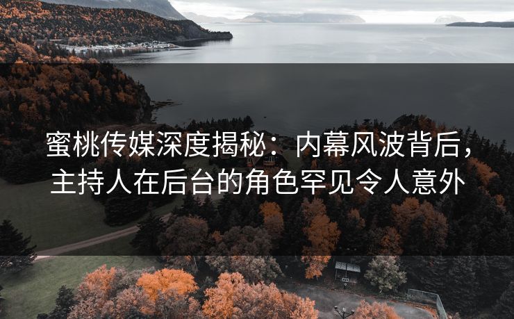 蜜桃传媒深度揭秘：内幕风波背后，主持人在后台的角色罕见令人意外