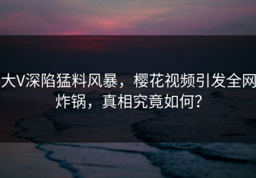 大V深陷猛料风暴，樱花视频引发全网炸锅，真相究竟如何？