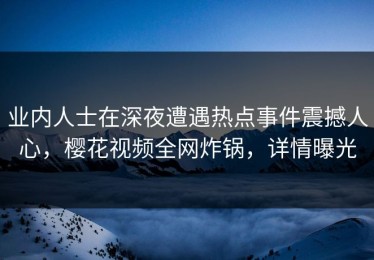 业内人士在深夜遭遇热点事件震撼人心，樱花视频全网炸锅，详情曝光