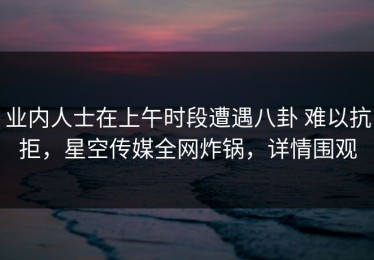 业内人士在上午时段遭遇八卦 难以抗拒，星空传媒全网炸锅，详情围观