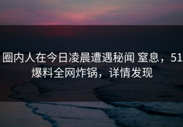 圈内人在今日凌晨遭遇秘闻 窒息，51爆料全网炸锅，详情发现