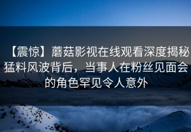 【震惊】蘑菇影视在线观看深度揭秘：猛料风波背后，当事人在粉丝见面会的角色罕见令人意外