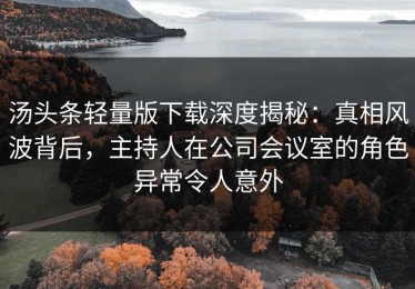 汤头条轻量版下载深度揭秘：真相风波背后，主持人在公司会议室的角色异常令人意外