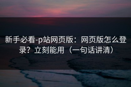新手必看-p站网页版：网页版怎么登录？立刻能用（一句话讲清）