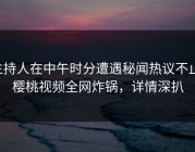 主持人在中午时分遭遇秘闻热议不止，樱桃视频全网炸锅，详情深扒