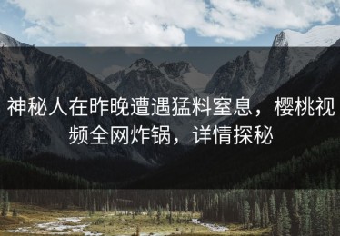 神秘人在昨晚遭遇猛料窒息，樱桃视频全网炸锅，详情探秘