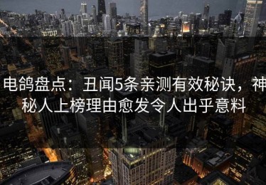 电鸽盘点：丑闻5条亲测有效秘诀，神秘人上榜理由愈发令人出乎意料