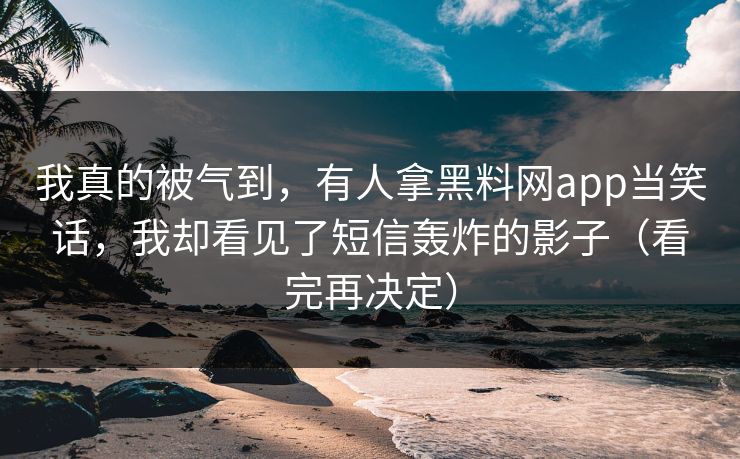 我真的被气到，有人拿黑料网app当笑话，我却看见了短信轰炸的影子（看完再决定）
